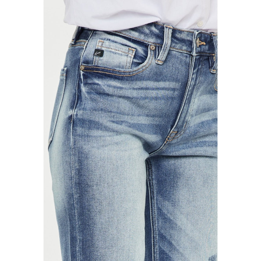 Kancan High Rise Cuffed Straight Jeans Apparel and Accessories