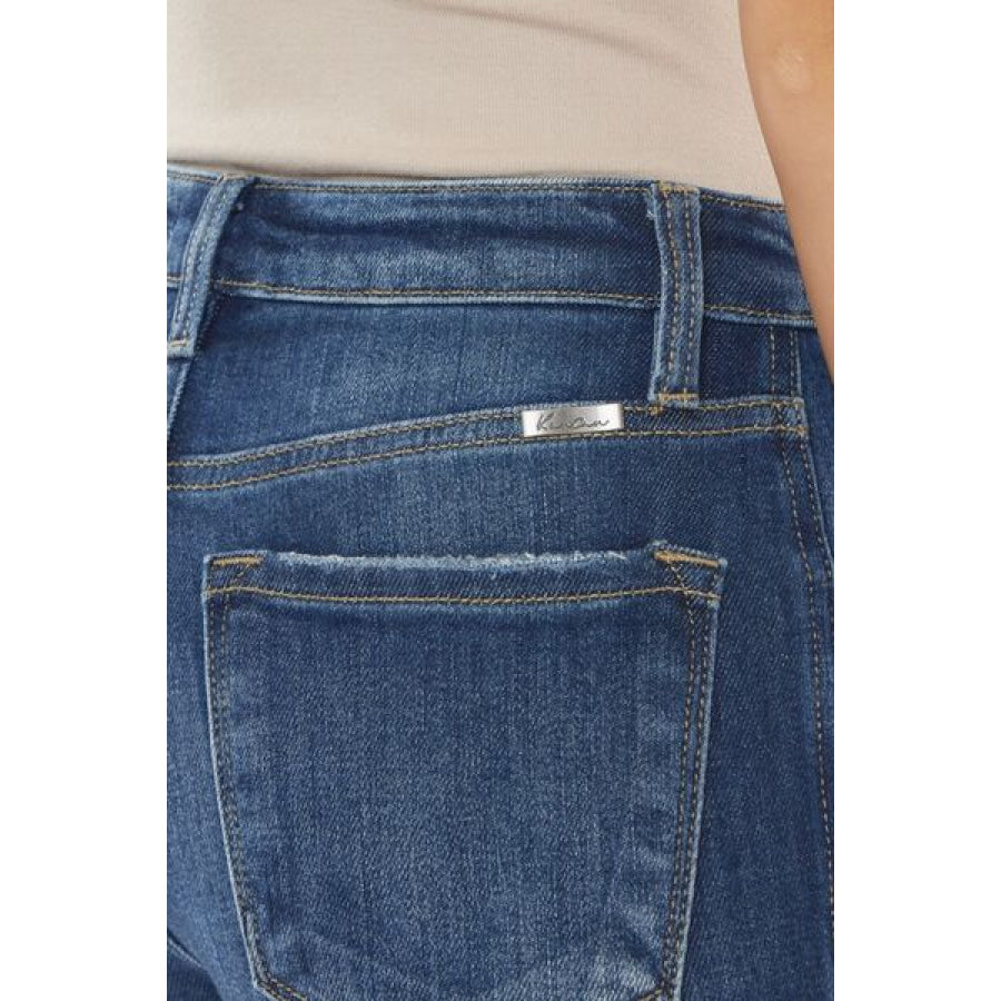 Kancan Raw Hem High Waist Cropped Jeans Apparel and Accessories