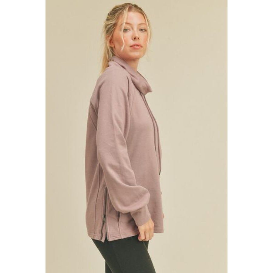 Kimberly C Drawstring Side Zip Sweatshirt Apparel and Accessories