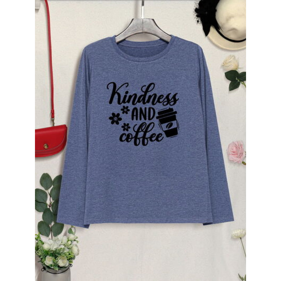 KINDNESS AND COFFEE Round Neck T - Shirt Apparel Accessories