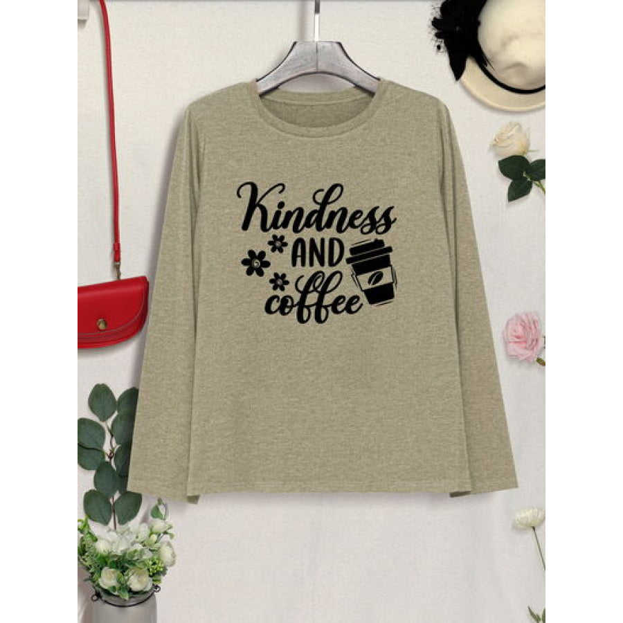 KINDNESS AND COFFEE Round Neck T - Shirt Apparel Accessories