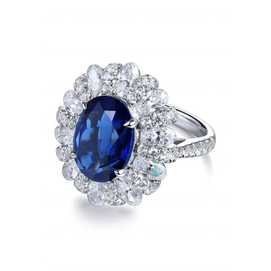 Lab-Grown Sapphire Flower Shape Ring