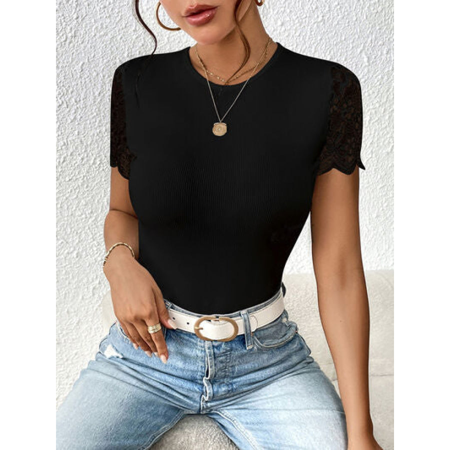 Lace Backless Round Neck Bodysuit Apparel and Accessories