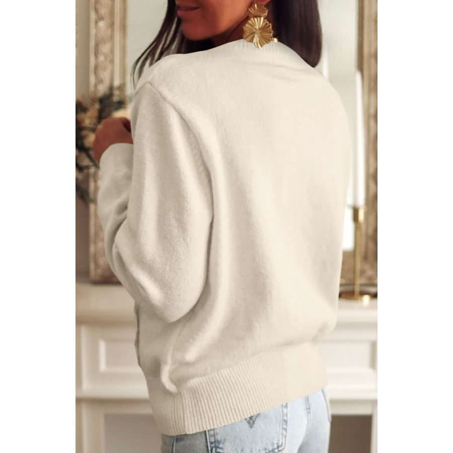 Lace Detail Button Down Long Sleeve Cardigan Apparel and Accessories