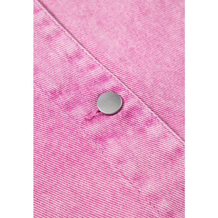 Lace Detail Distressed Button Up Denim Jacket Apparel and Accessories
