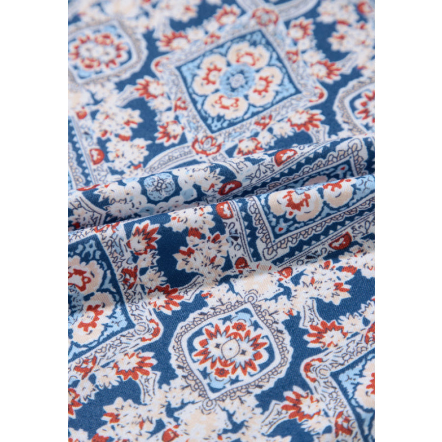 Lace Detail Geometric Round Neck Long Sleeve Top Apparel and Accessories