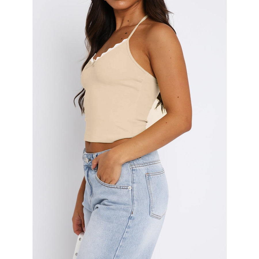 Lace Detail Halter Neck Cami Apparel and Accessories