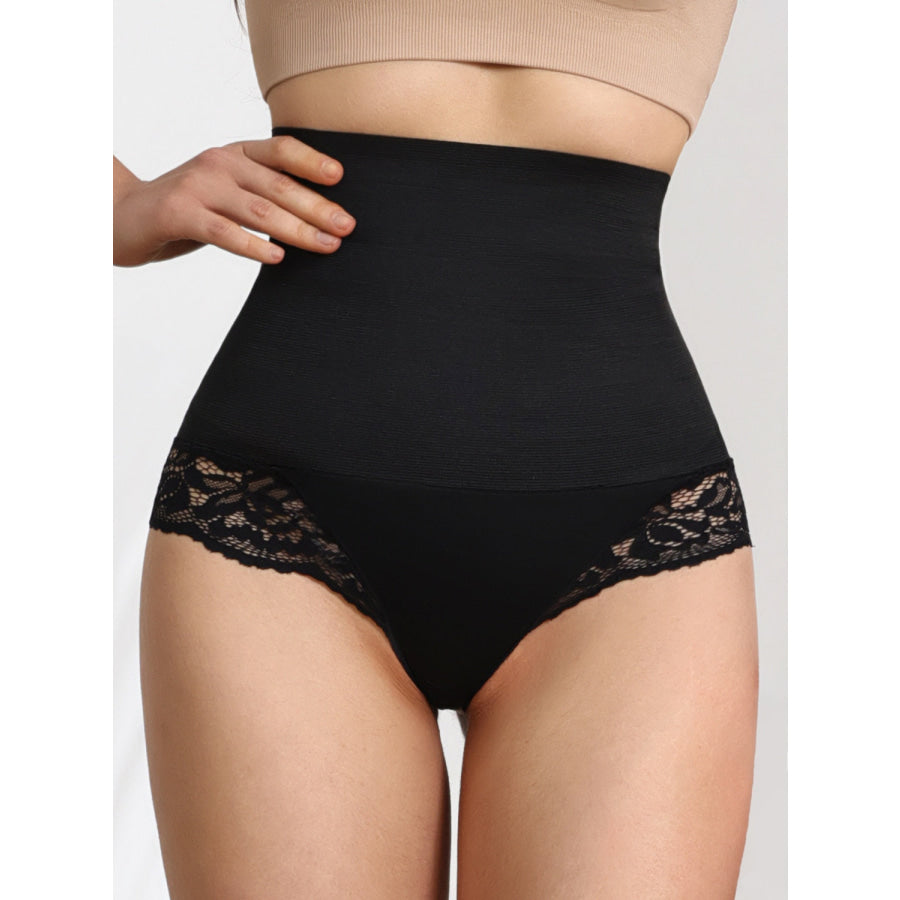 Lace Detail High Waist Shaping Panty Black / S Apparel and Accessories