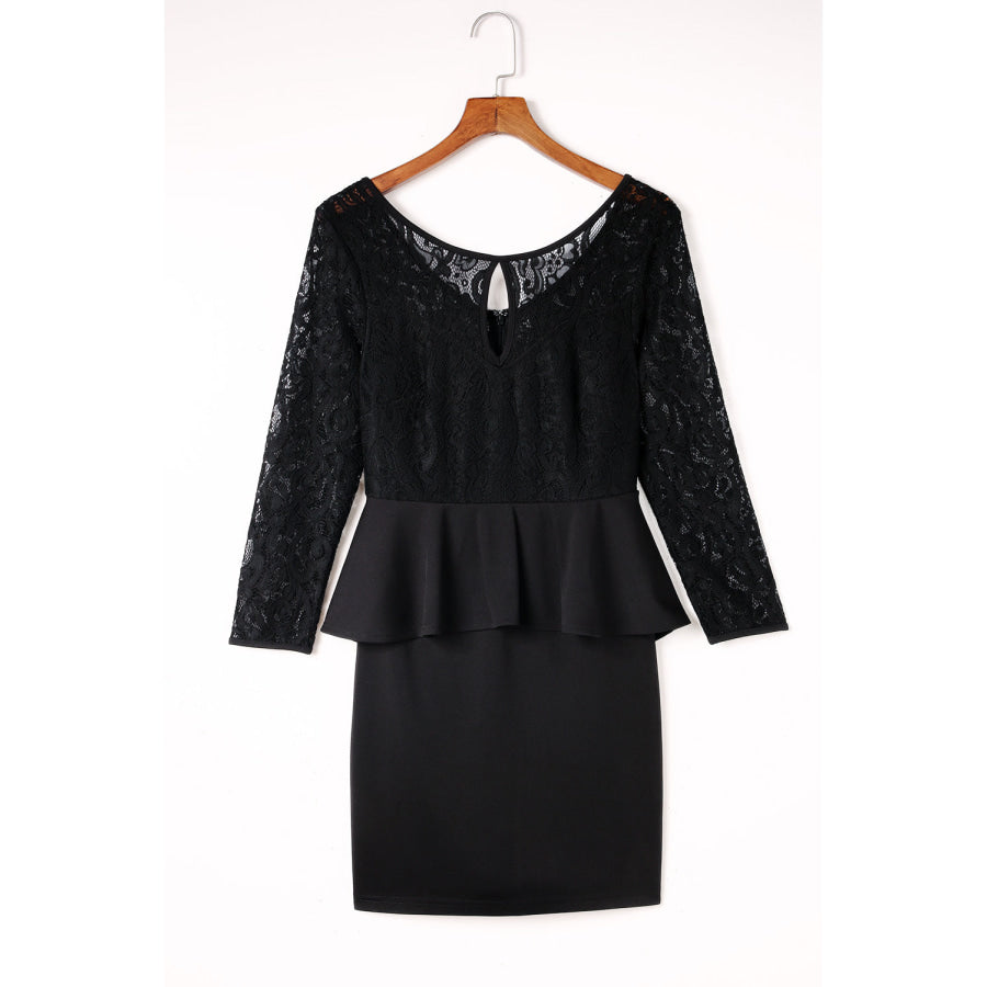 Lace Detail Long Sleeve Mini Dress Apparel and Accessories