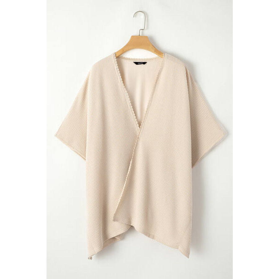 Lace Detail Open Front Half Sleeve Cover Up Apparel and Accessories