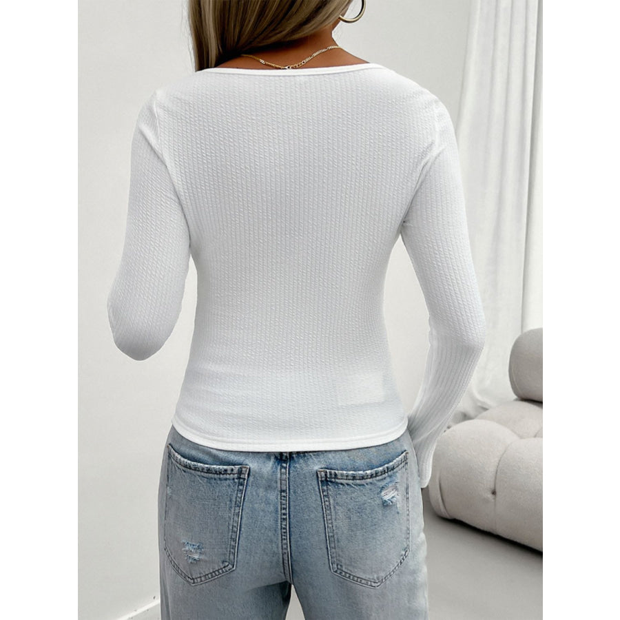 Lace Detail Scoop Neck Long Sleeve T-Shirt Apparel and Accessories