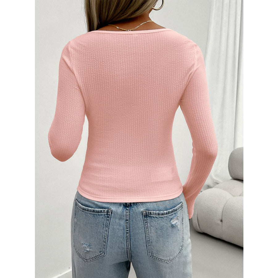 Lace Detail Scoop Neck Long Sleeve T-Shirt Apparel and Accessories