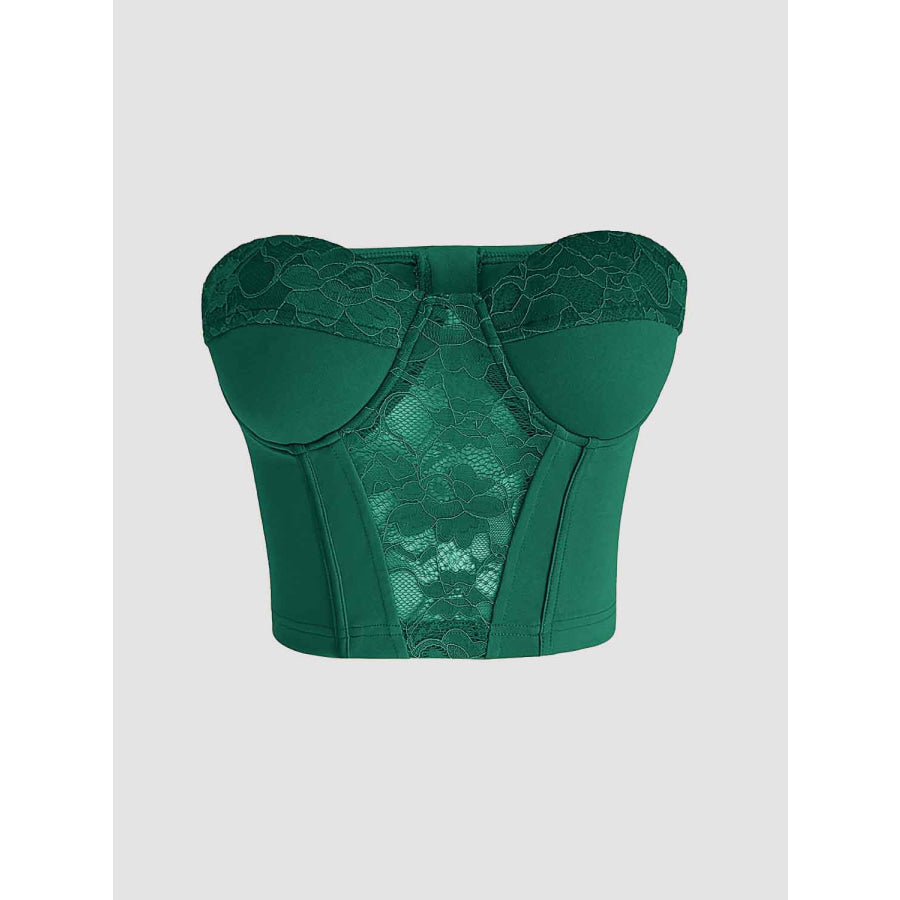 Lace Detail Sweetheart Neck Bustier Green / XS Apparel and Accessories