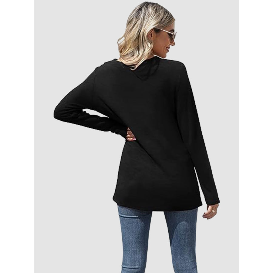 Lace Detail V-Neck Long Sleeve T-Shirt Apparel and Accessories