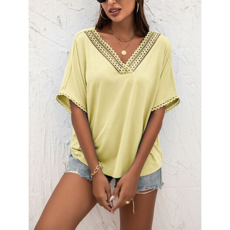 Lace Detail V - Neck T - Shirt Apparel and Accessories