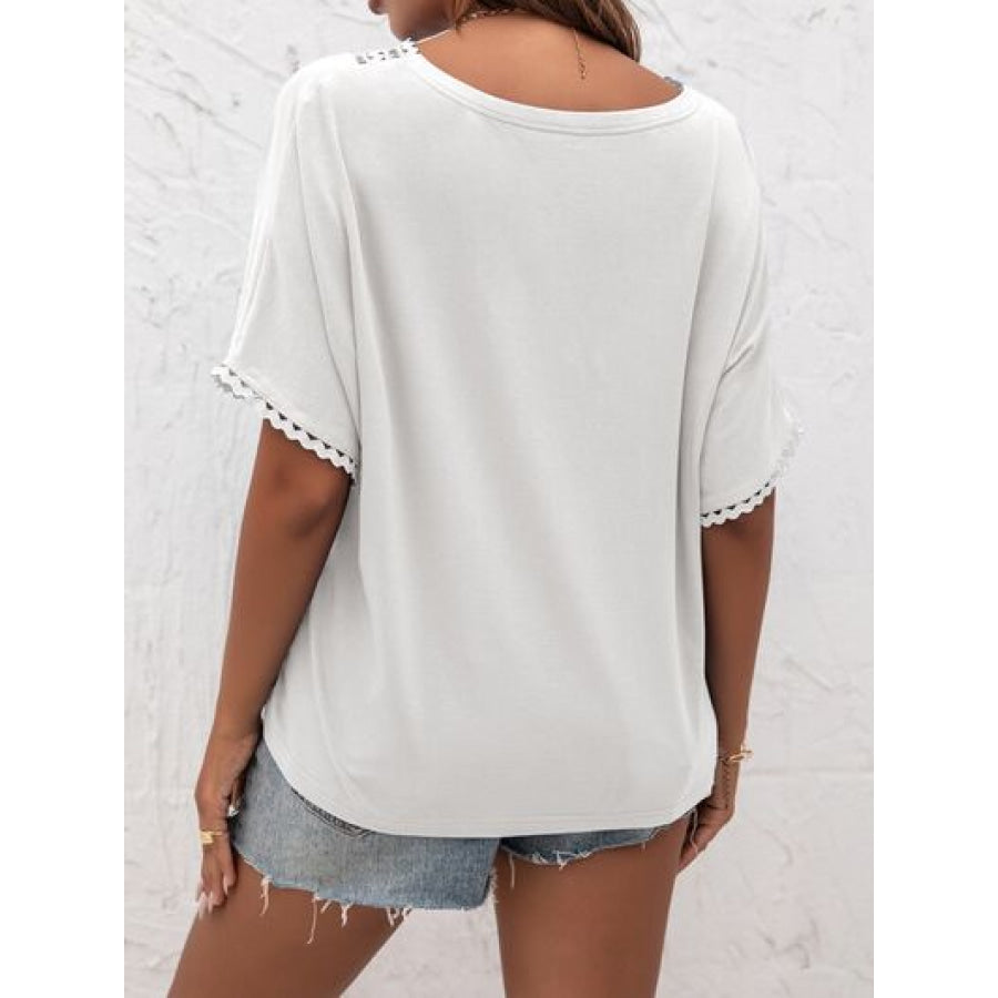 Lace Detail V - Neck T - Shirt Apparel and Accessories