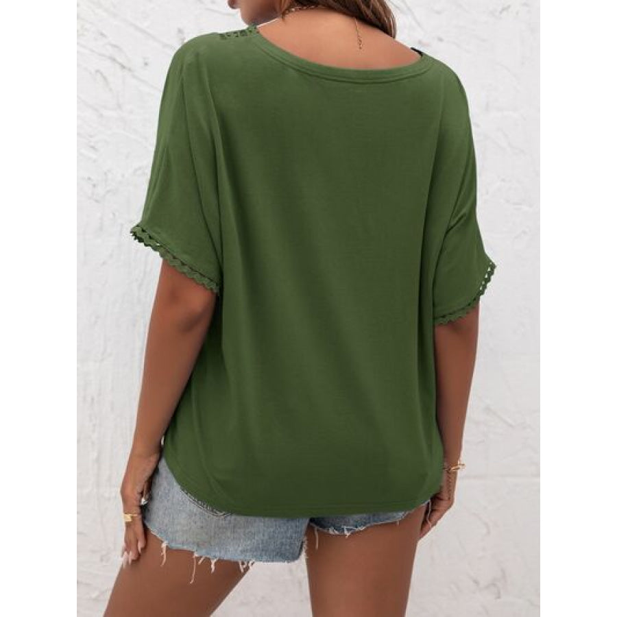 Lace Detail V - Neck T - Shirt Apparel and Accessories