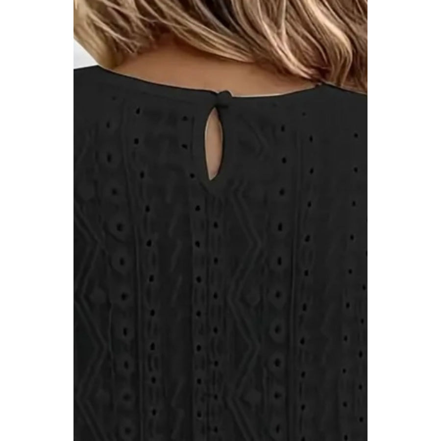 Lace Eyelet Long Sleeve Top Apparel and Accessories