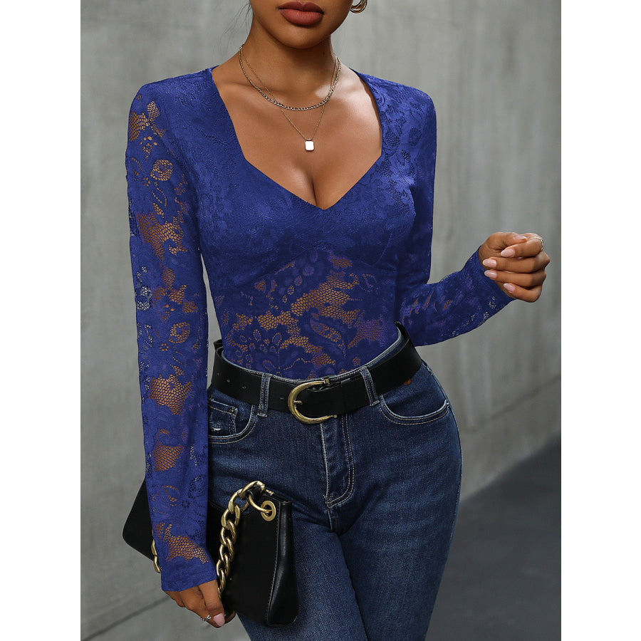 Lace Long Sleeve Bodysuit Apparel and Accessories
