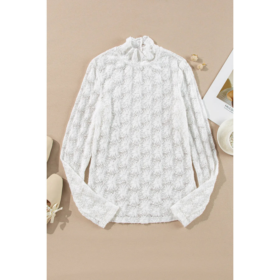 Lace Mock Neck Long Sleeve Top Apparel and Accessories