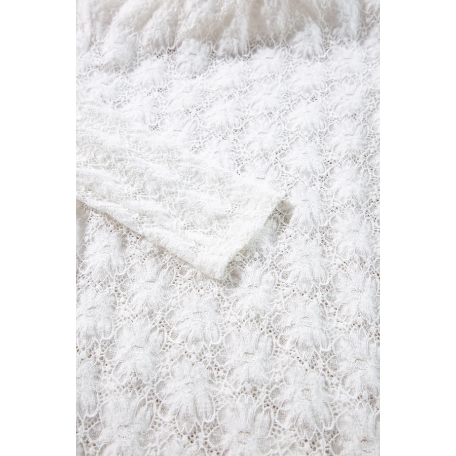 Lace Mock Neck Long Sleeve Top Apparel and Accessories