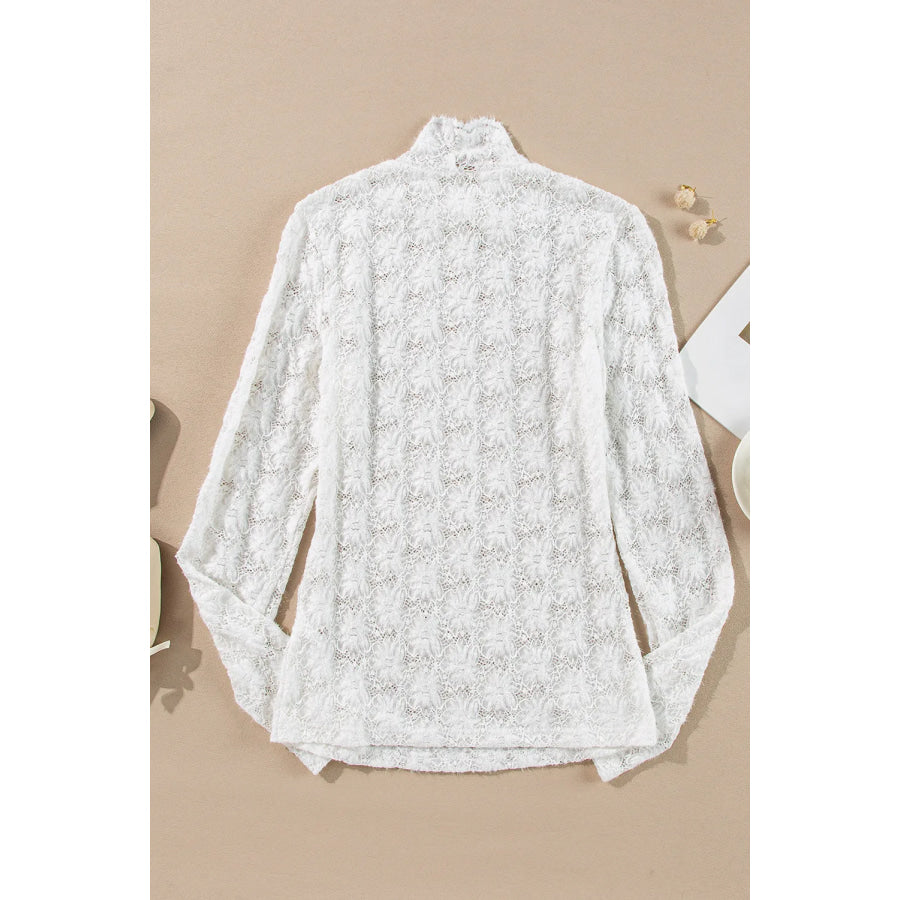 Lace Mock Neck Long Sleeve Top Apparel and Accessories