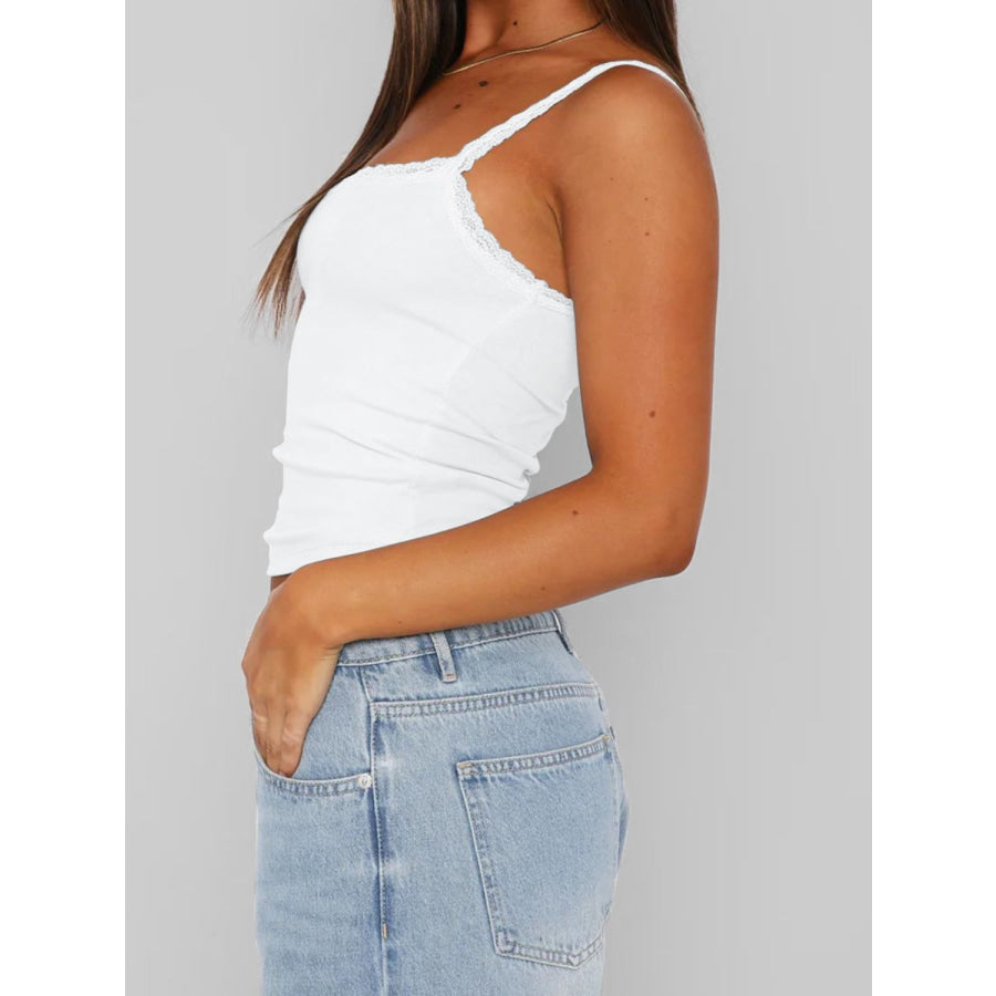 Lace Trim Straight Neck Cami