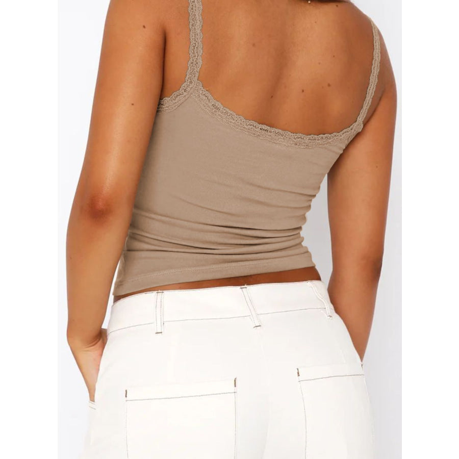 Lace Trim Straight Neck Cami