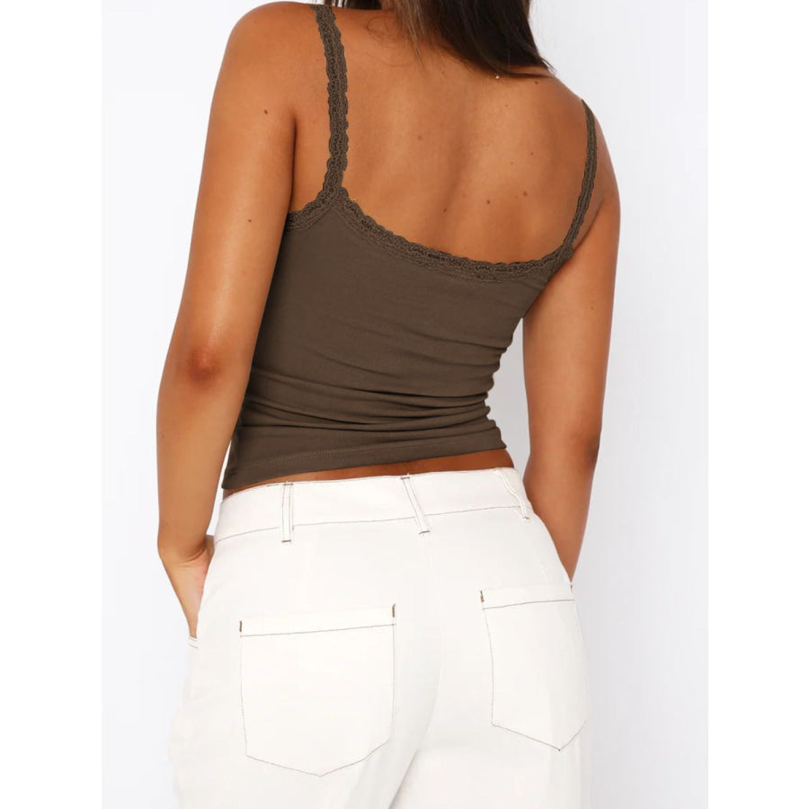 Lace Trim Straight Neck Cami