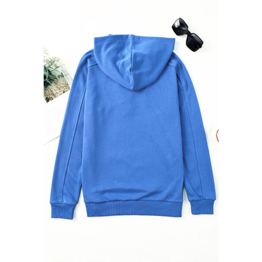 Lace - Up Dropped Shoulder Hoodie Apparel and Accessories