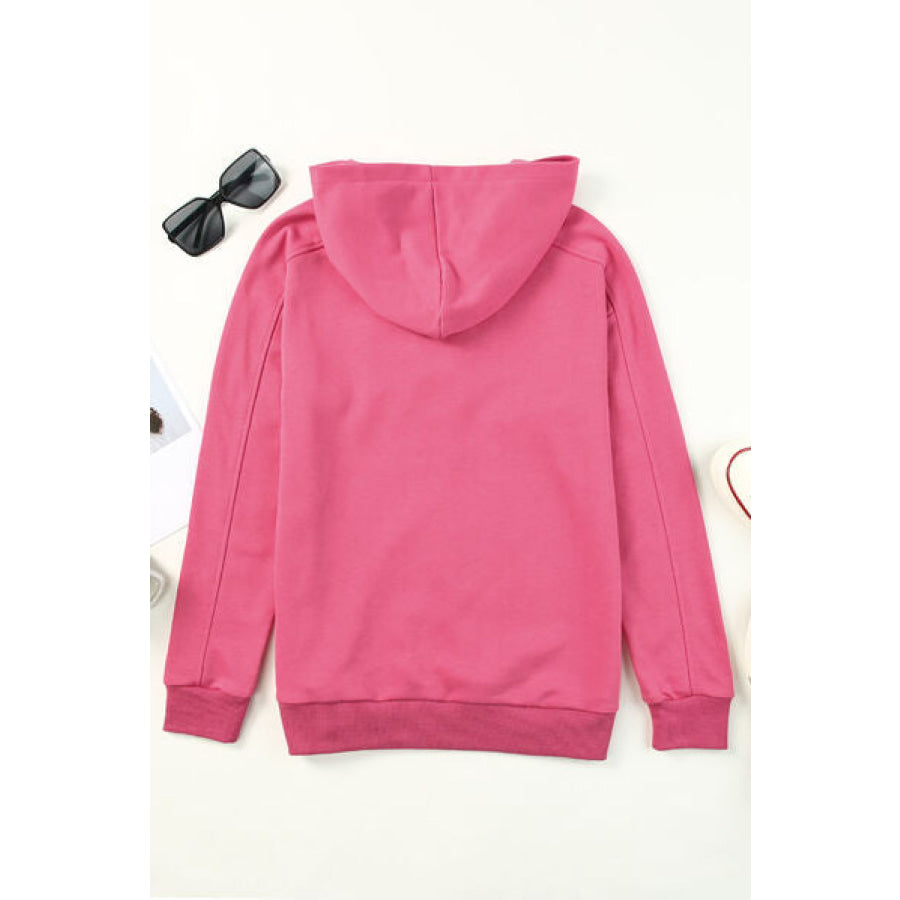 Lace - Up Dropped Shoulder Hoodie Apparel and Accessories