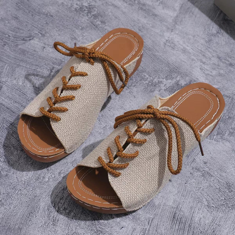Lace-Up Open Toe Wedge Sandals Apparel and Accessories
