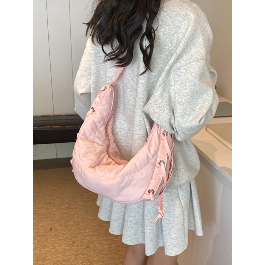 Lace-Up Polyester Crossbody Bag Apparel and Accessories