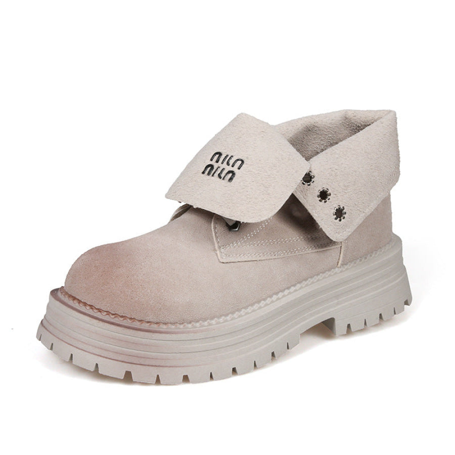 Lace Up Round Toe Platform Boots Apparel and Accessories