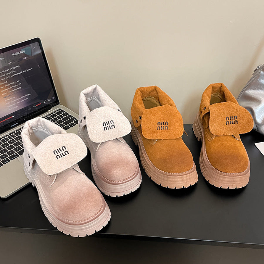 Lace Up Round Toe Platform Boots Apparel and Accessories