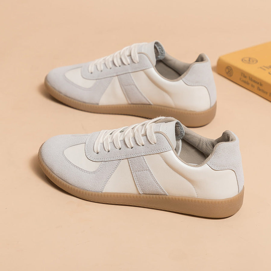 Lace Up Round Toe Sneakers Beige / 35(US4) Apparel and Accessories