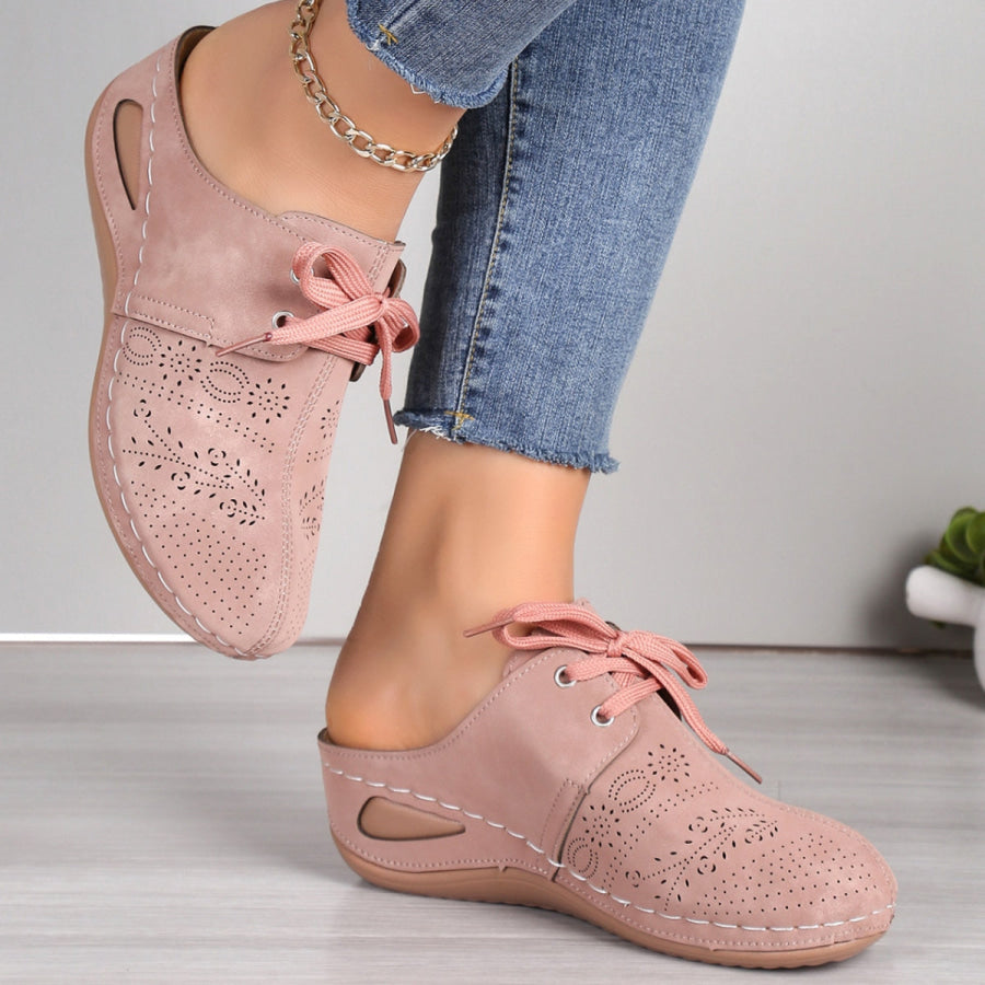 Lace-Up Round Toe Wedge Sandals Apparel and Accessories