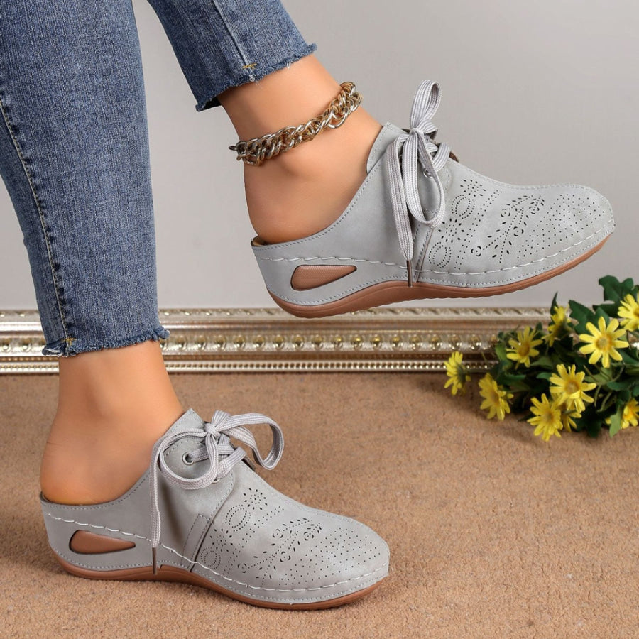 Lace-Up Round Toe Wedge Sandals Apparel and Accessories