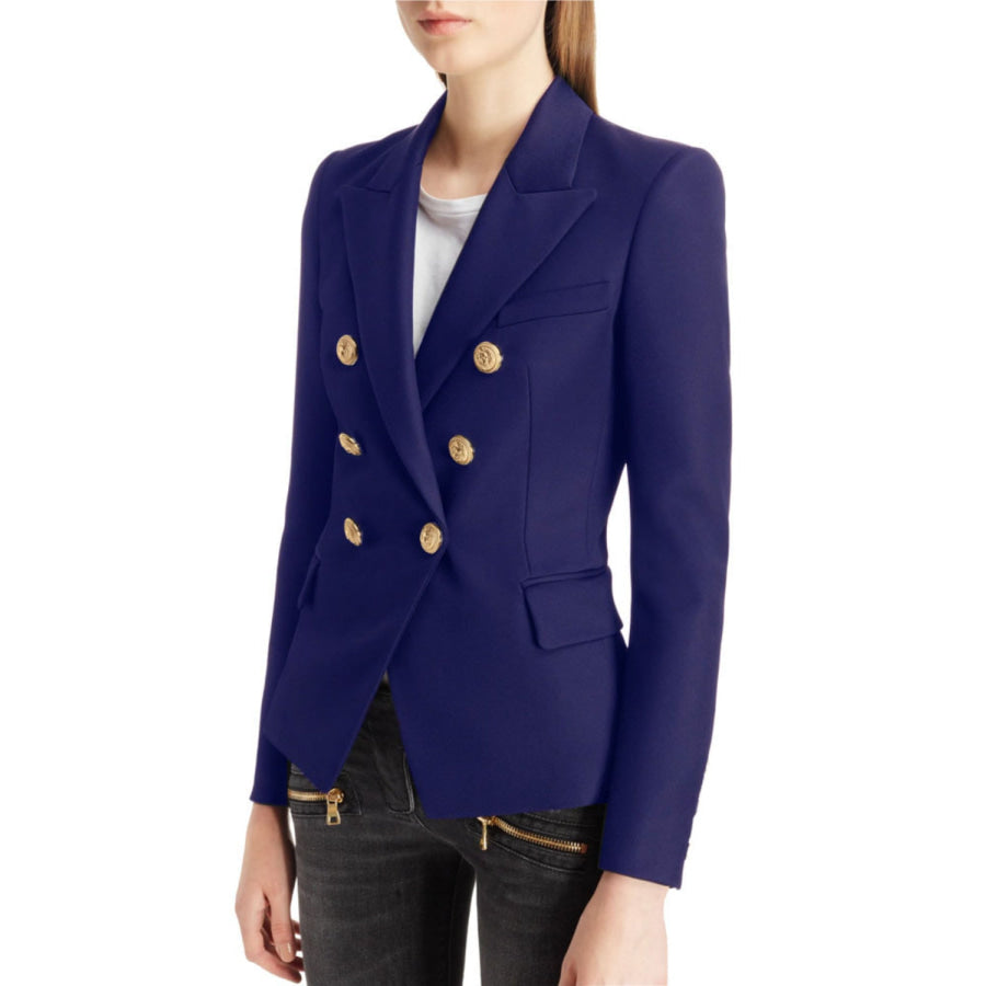 Lapel Collar Long Sleeve Blazer Apparel and Accessories