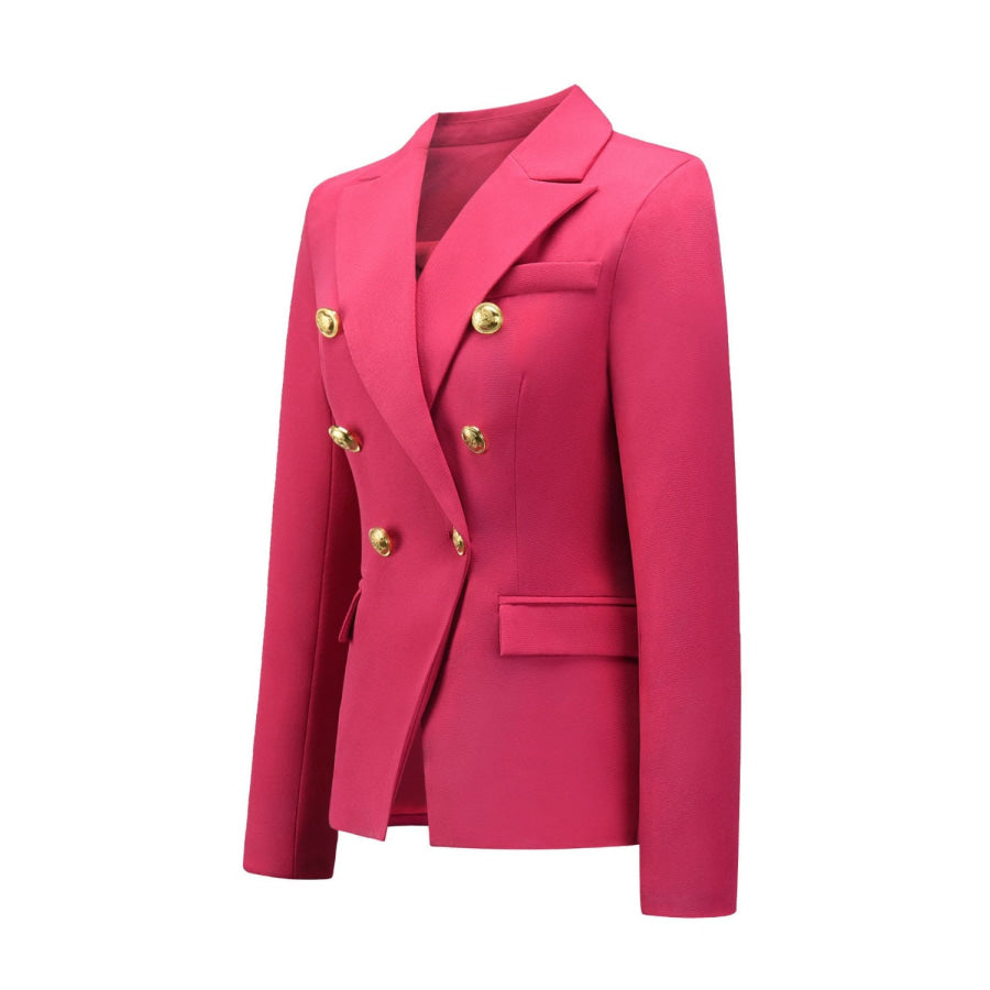Lapel Collar Long Sleeve Blazer Apparel and Accessories