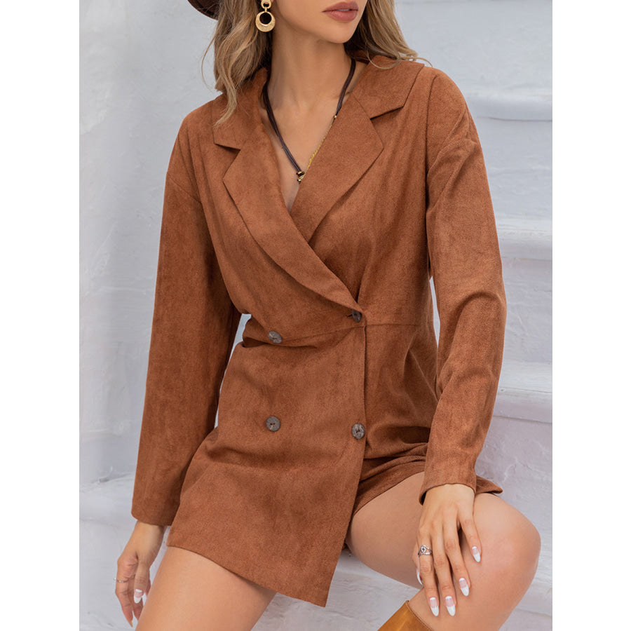 Lapel Collar Long Sleeve Romper Apparel and Accessories