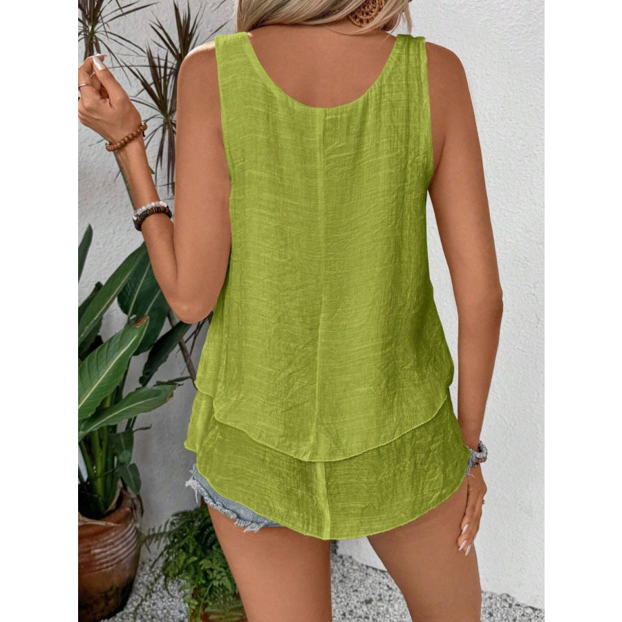 Layered Scoop Neck Wide Strap Tank Apparel and Accessories
