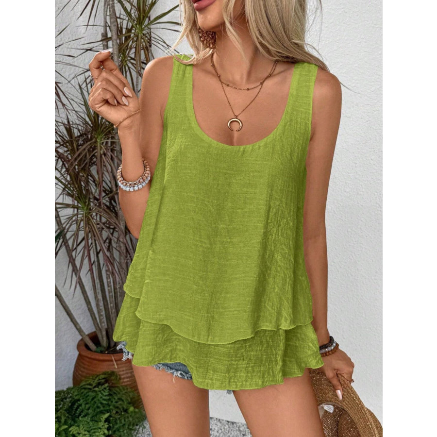 Layered Scoop Neck Wide Strap Tank Apparel and Accessories