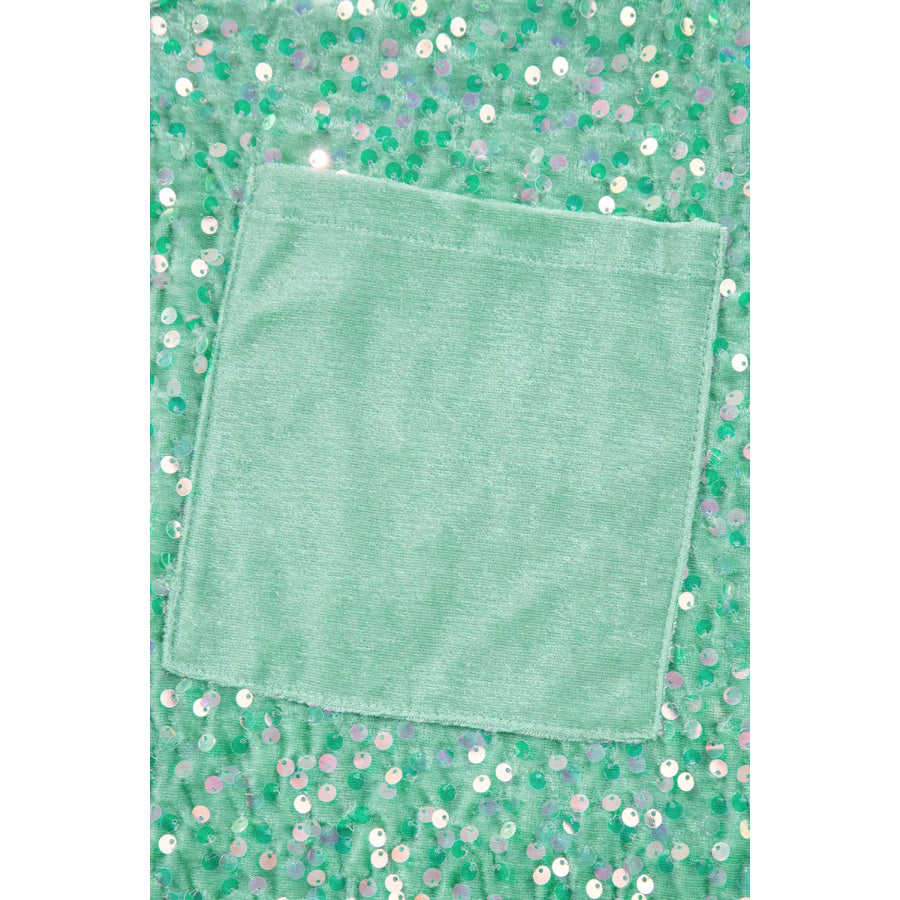 Layered Sequin V-Neck Half Sleeve Top Apparel and Accessories