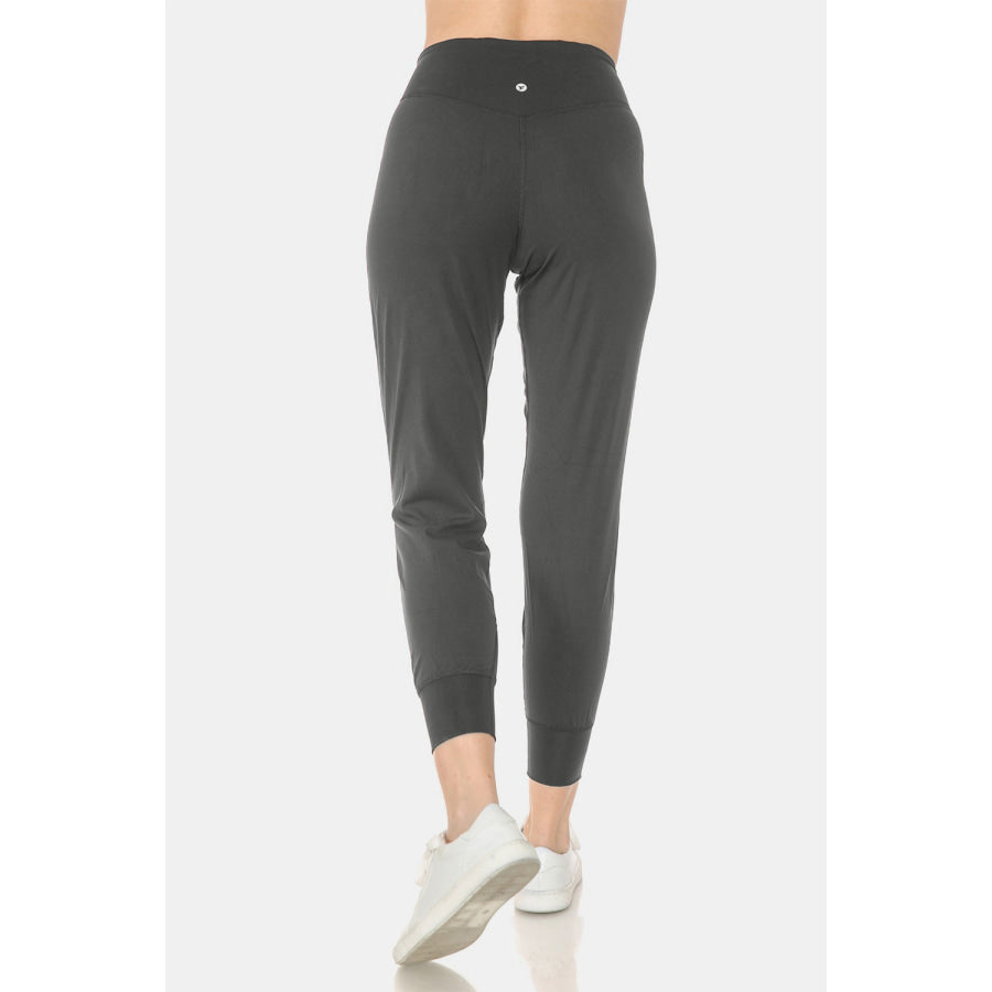 Leggings Depot Wide Waistband Slim Active Joggers Charcoal / S Apparel and Accessories