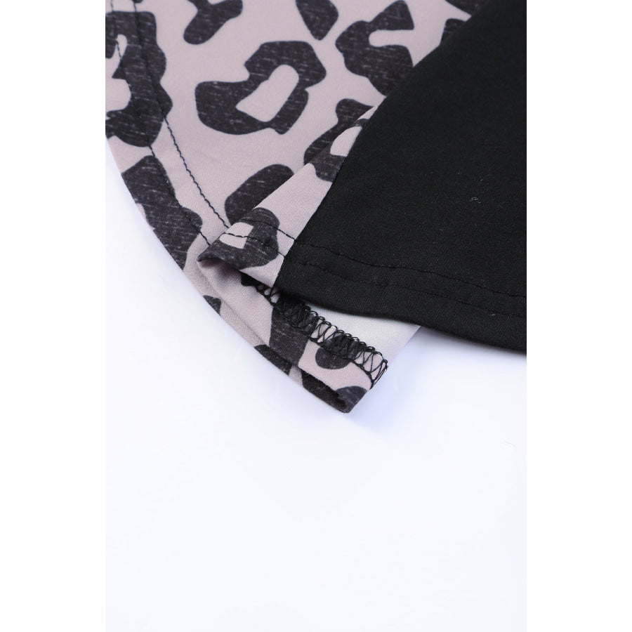 Leopard Color Block Split Dress