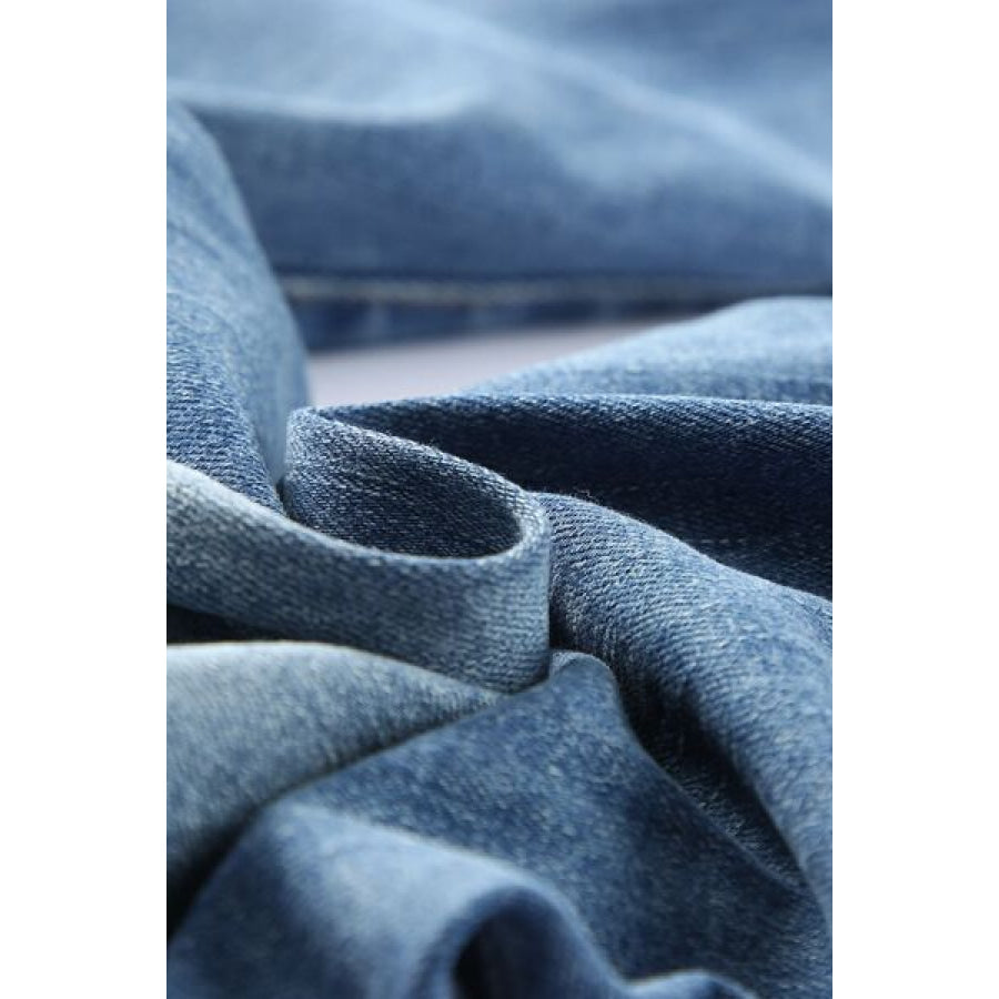 Leopard Distressed Pocketed Straight Jeans Clothing