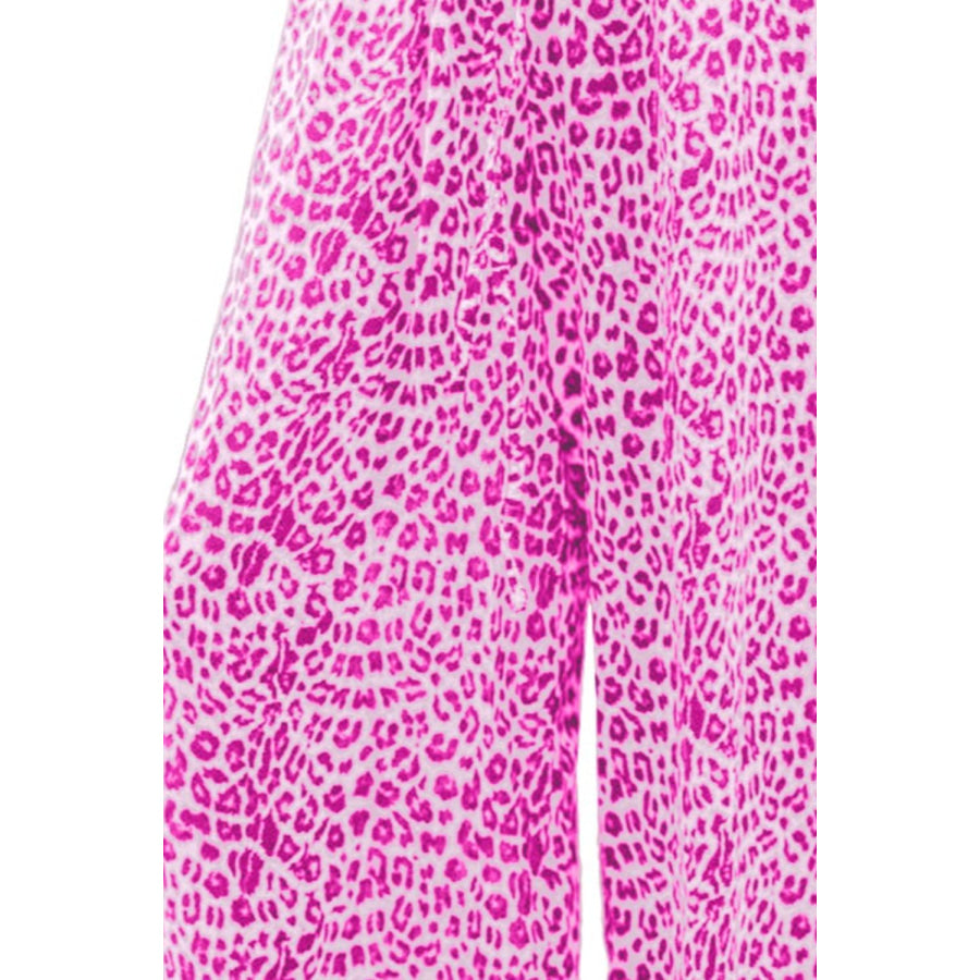 Leopard Drawstring Wide Leg Pants Apparel and Accessories