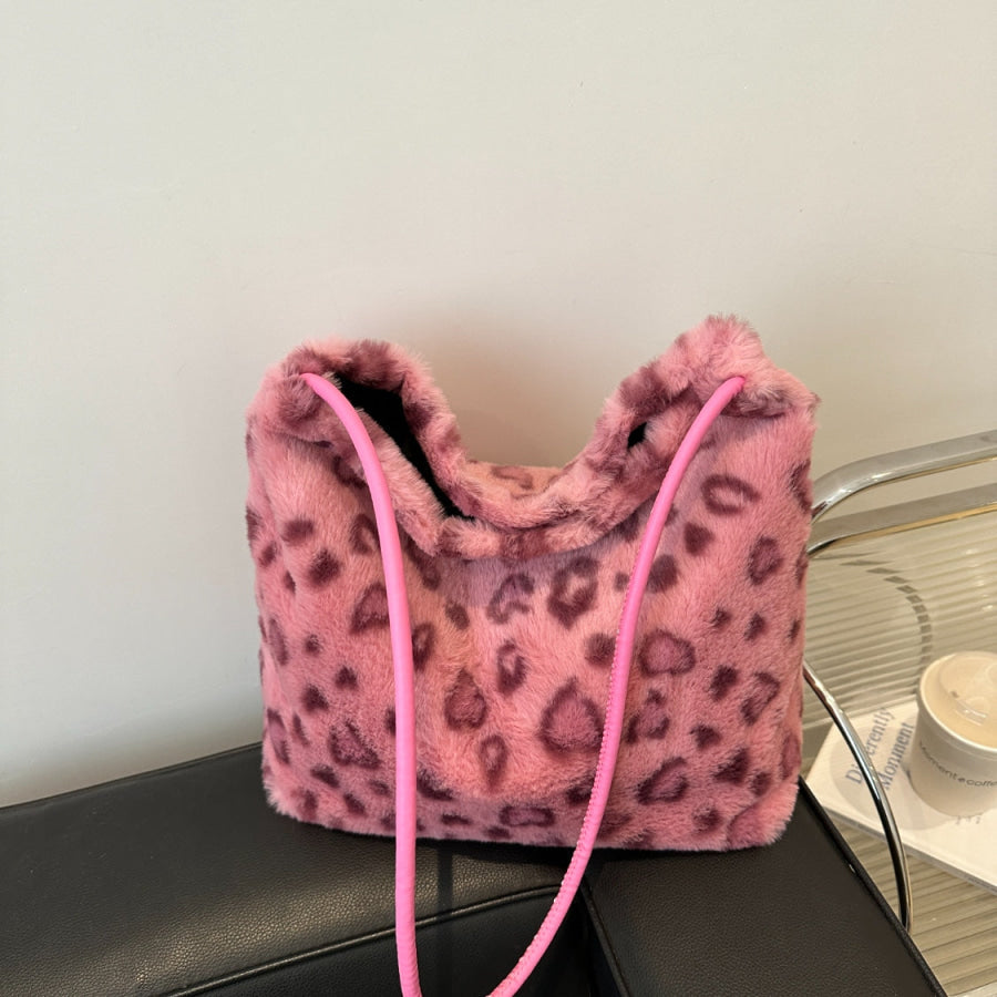 Leopard Furry Shoulder Bag Apparel and Accessories