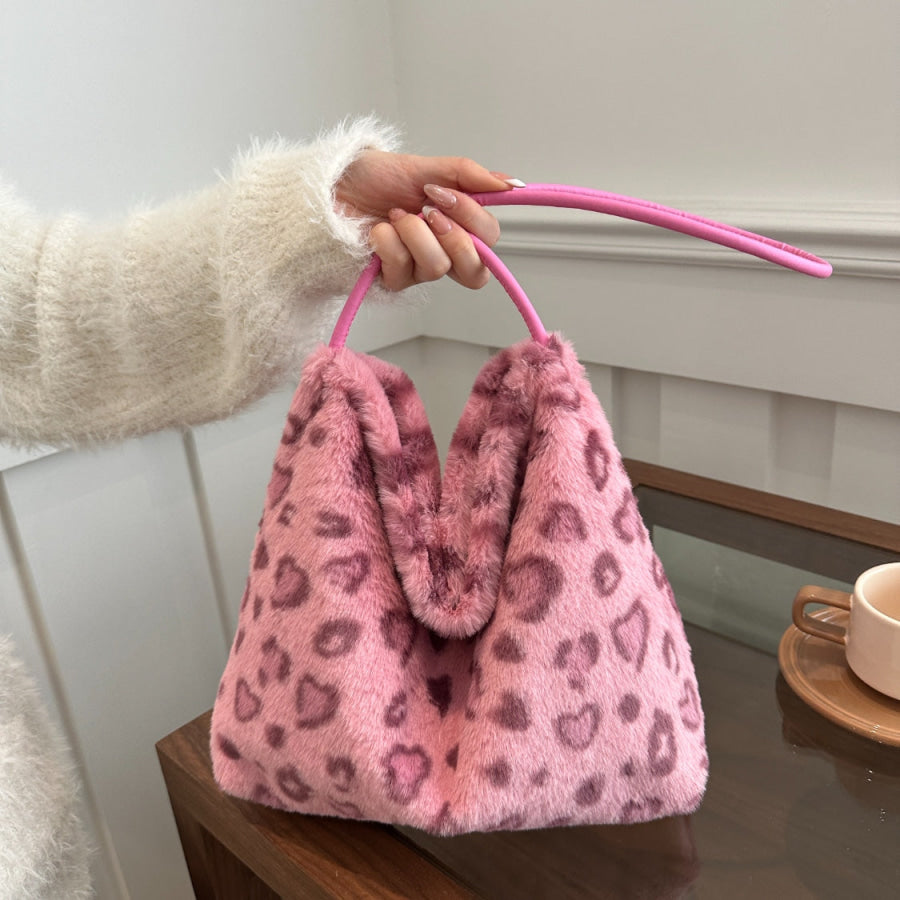 Leopard Furry Shoulder Bag Apparel and Accessories